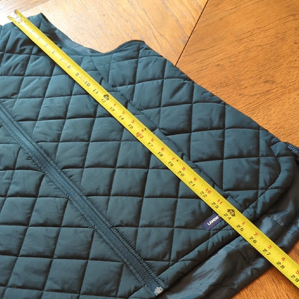 Lands' End Women's Quilted Dark Teal Vest - Picture 9 of 9
